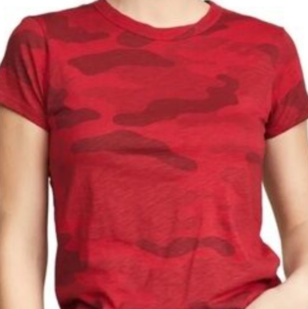RAG & BONE  Red Camo Short Sleeve Tee Size M